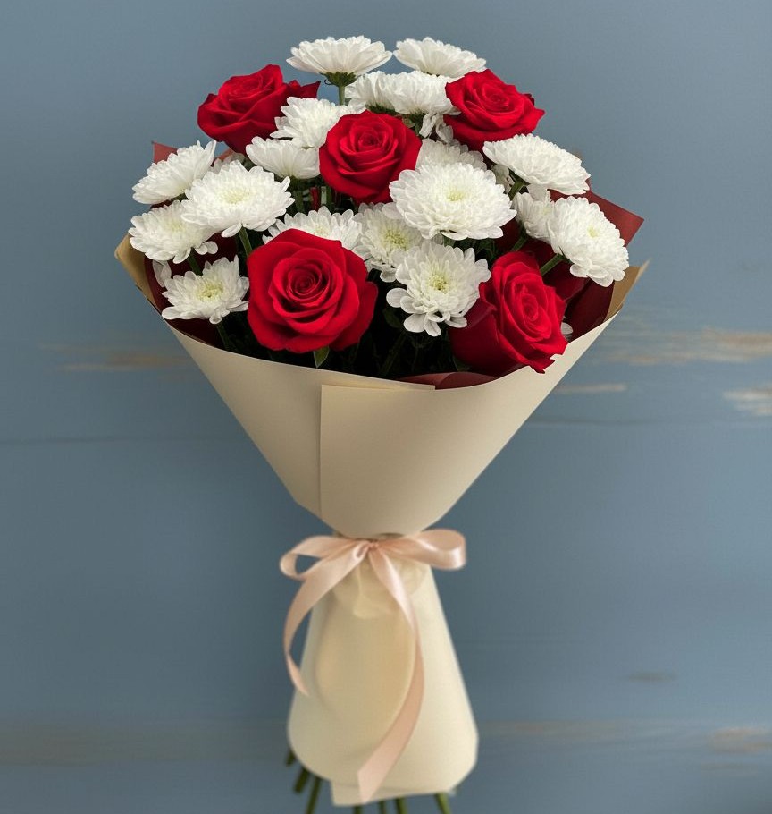 Букет цветов из: Розы и Хризантемы в Мошенское