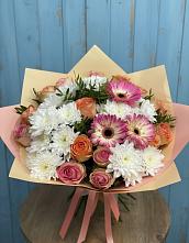 Букет цветов из:  Розы, Герберы и Хризантемы в Мошенское
