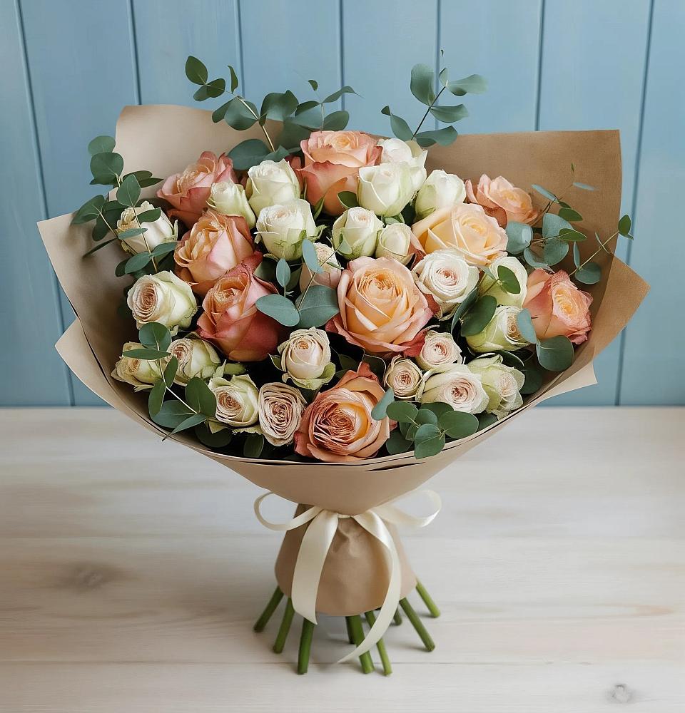 Букет цветов из: Альстромерии и Розы в Мошенское