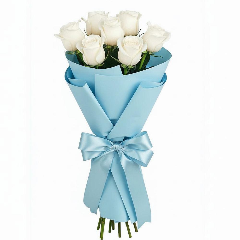 Букет 7 белых роз Проуд в Мошенское