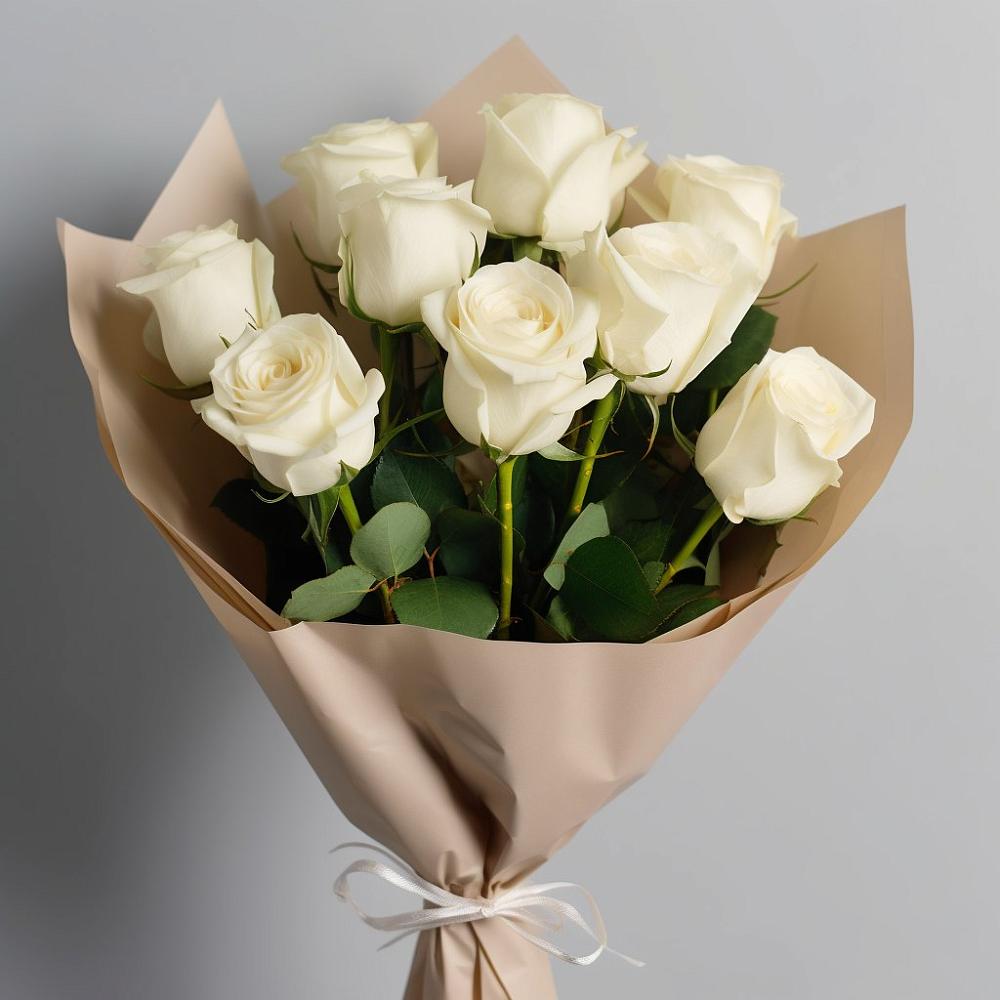 Букет 9 Белых роз Эдлесс Лав в Мошенское