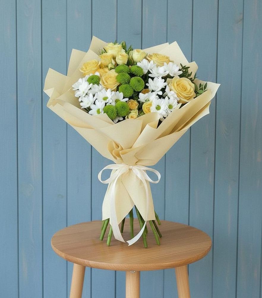 Букет цветов из: Хризантемы и Розы в Мошенское