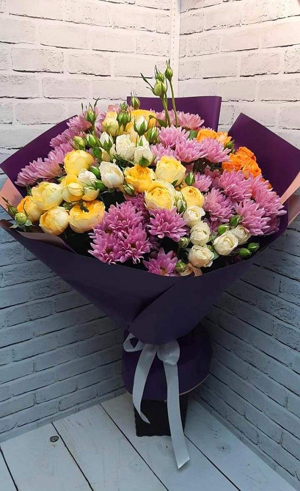 Букет цветов из: Хризантемы и Розы в Мошенское