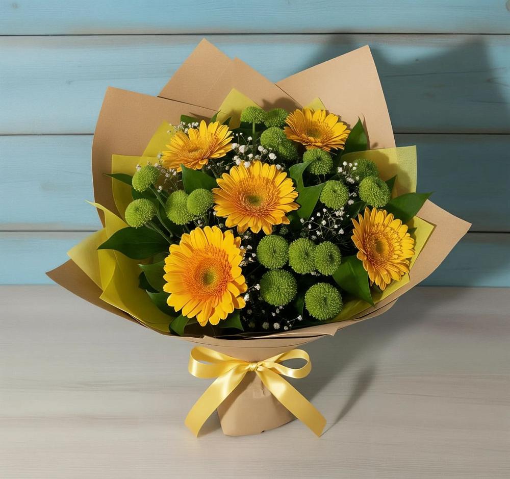 Букет цветов из: Герберы и Хризантемы в Мошенское