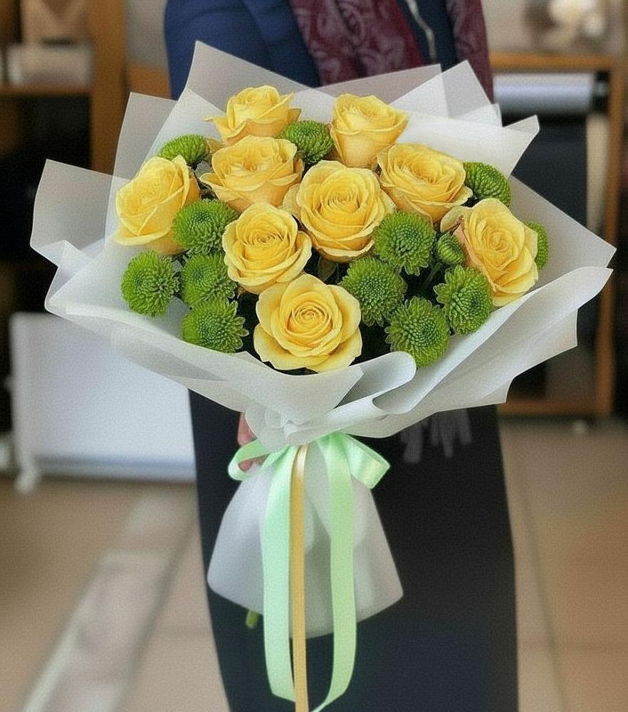 Букет цветов из: Хризантемы и Розы в Мошенское