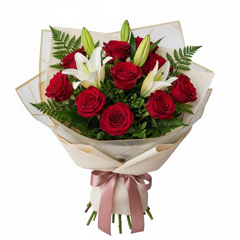 Букет цветов из: Лилии и Розы в Мошенское