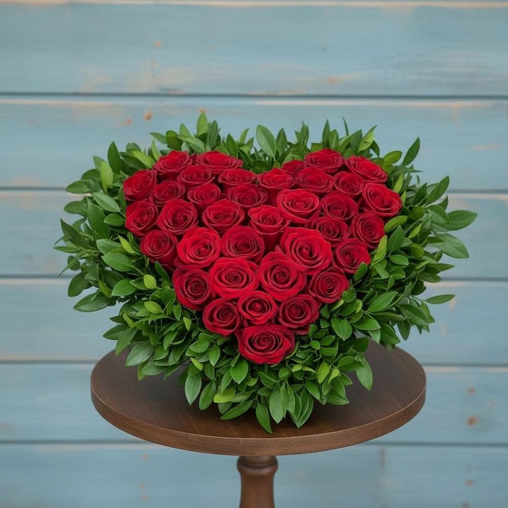 Цветочная композиция из Розы в виде сердца в Мошенское