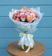 Букет цветов из:  Хризантемы и Розы в Мошенское